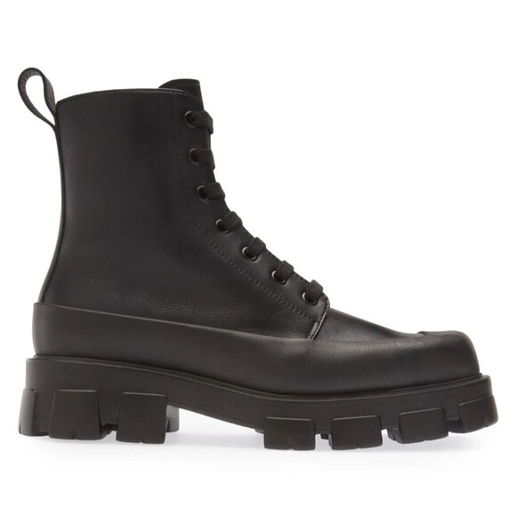 Prada Mens Monolith Lug Sole Leather Combat Ankle Boots Black Size UK 10 / US 11 - Picture 3 of 6